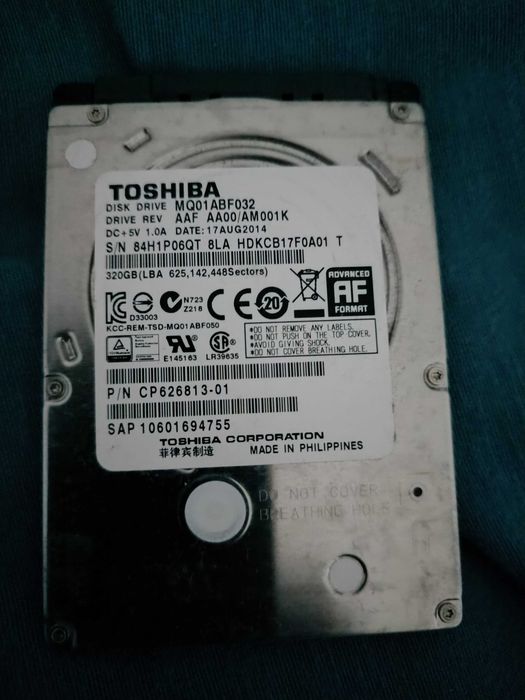 Disco duro 320gb Toshiba 2.5 sata