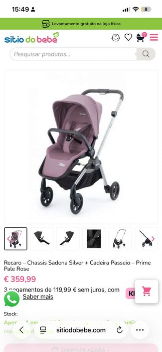 Carrinho bebé + Ovo Recaro Sadena