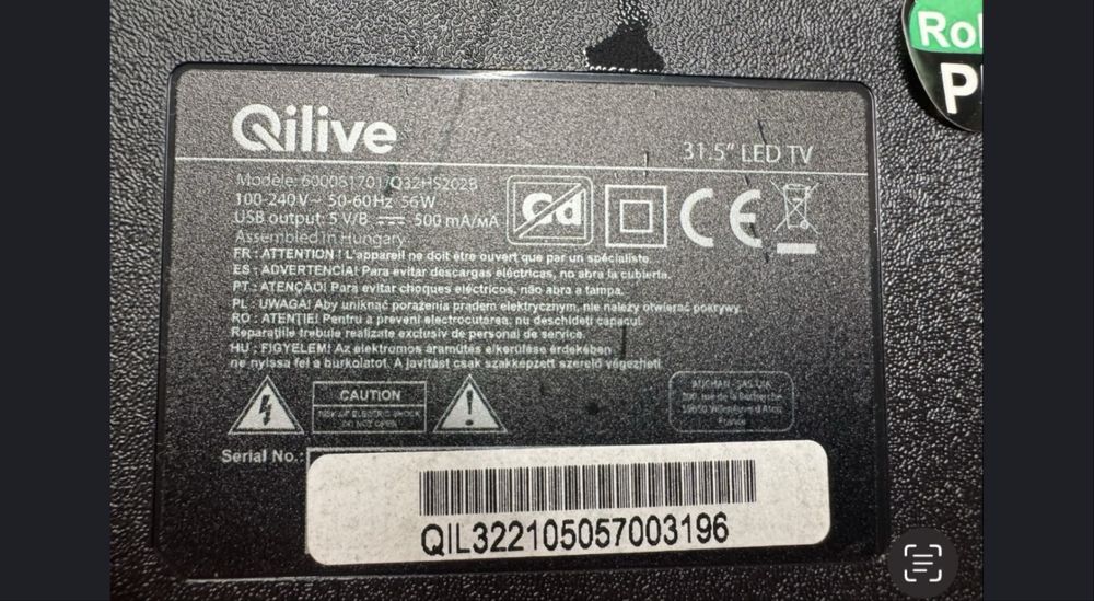 Tv Led  Qilive  Q32HS202B - Avariada