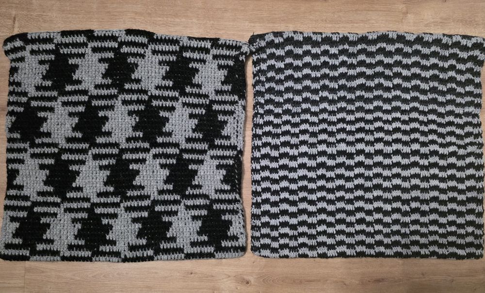 Poszewki na poduszki robione na drutach