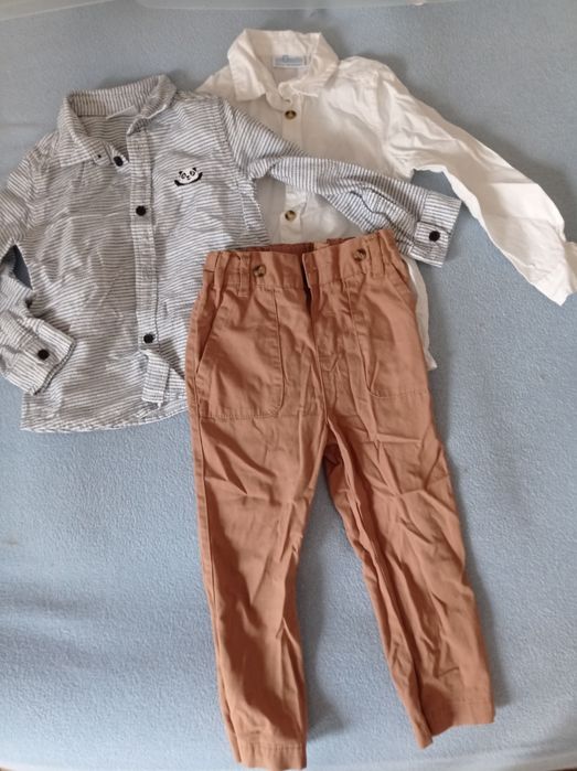 Zestaw dwie koszule i spodnie elegancki rozmiar 92