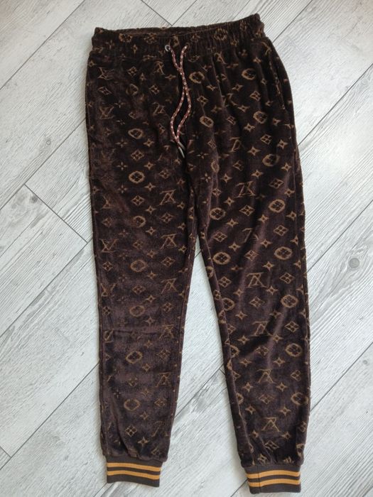 Louis Vuitton  spodnie dresowe welurowe w monogram damskie
