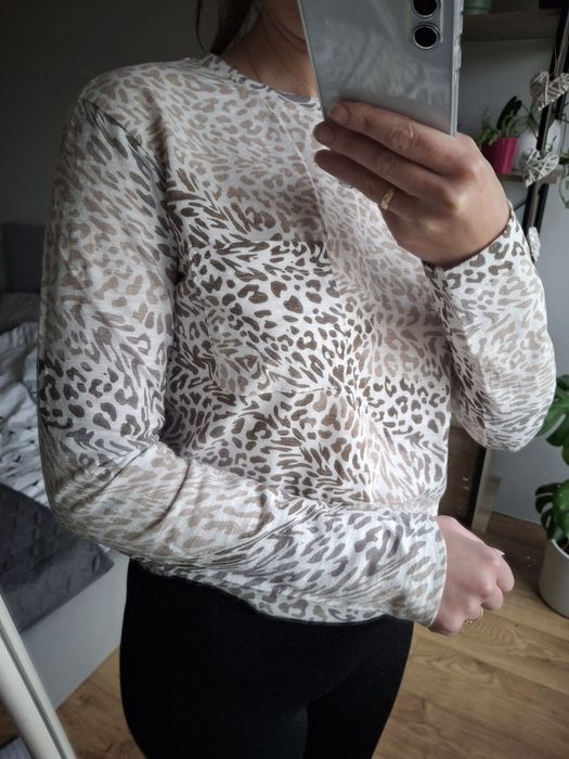 Rozmiar S, M&S bawełniana bluzka panterka, koszulka