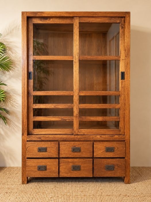 armario, vitrine, estante, louceiro, livreiro, acacia, rustico