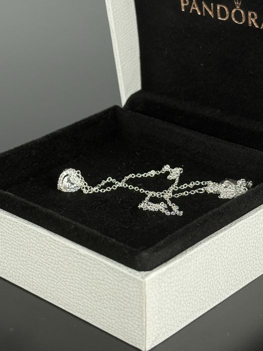 Nowy srebrny naszyjnik Pandora z sercem