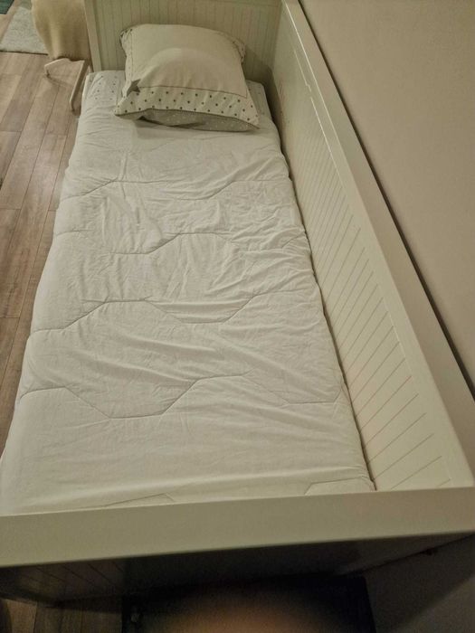 Cama individual / dupla c/3 gavetas / 1 colchão, branco