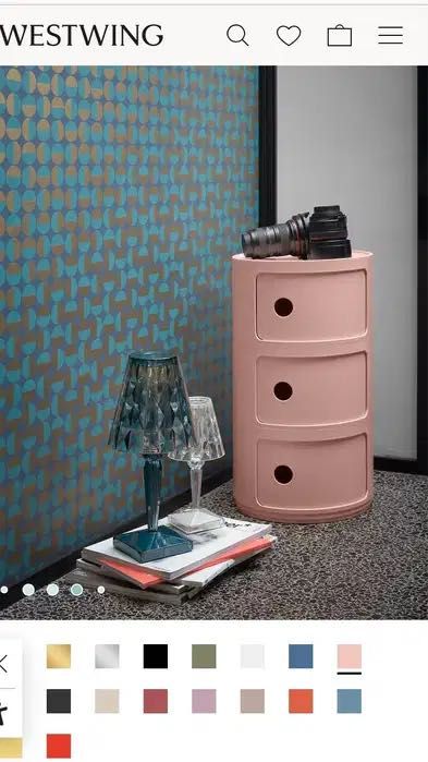 Stolik nocny, stolik boczny w sypialni  Componibili Bio, 3 moduły różowy Kartell