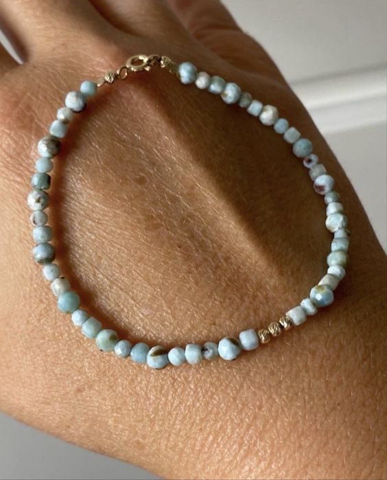Larimar, bransoletka z larimaru , zloto 375, larimary