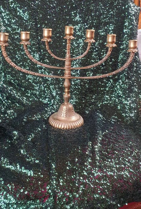 Menora mosiezna duza syg  swiecznik mosiezny 7 ramienny