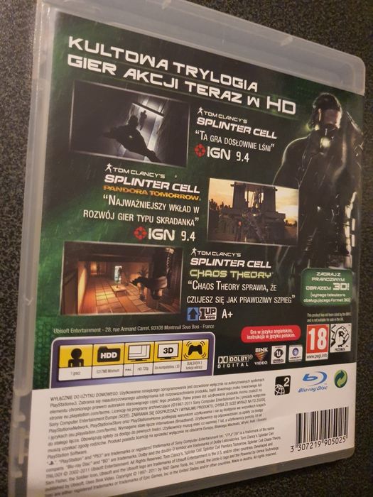 Tom Clancy's HD Splinter Cell TRILOGY trylogia Gier akcji Ps3 3