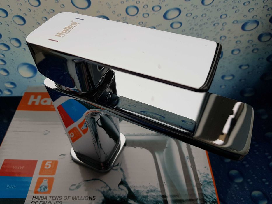 Смеситель змiшувач для умывальника Haiba Kubus 001 Латунь 100%