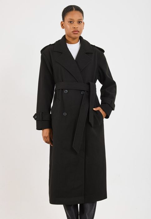 Even&Odd 36 S Płaszcz Damski Czarny Z Paskiem Ev421U04S D2424