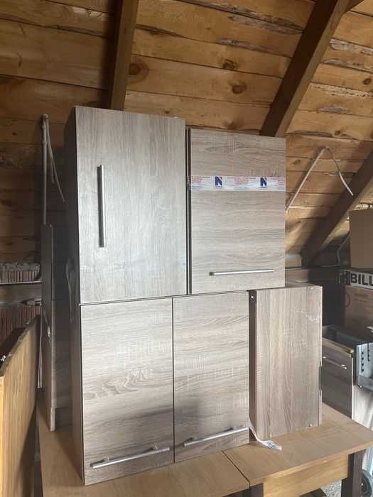 Zestaw mebli kuchennych + zlew | nowoczesne szare | szafki stojące i wiszące | OKAZJA