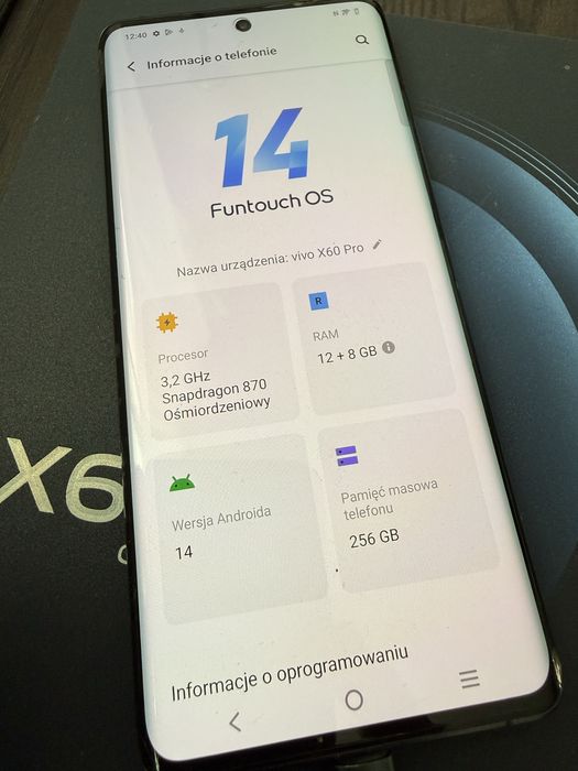 Smartphone Vivo x60pro x60 pro 256GB 12GB RAM bez blokad!