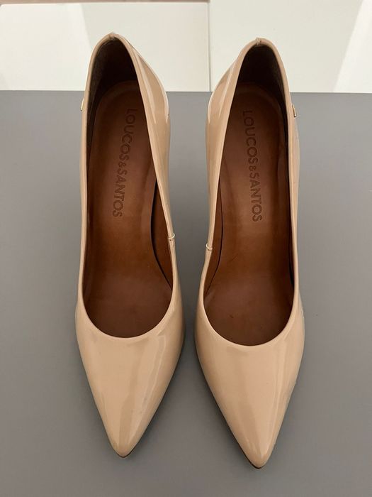 Scarpin Loucos & Santos Verniz Nude/Rosa - Salto 10cm - Tam 37 (Pouco Usado)