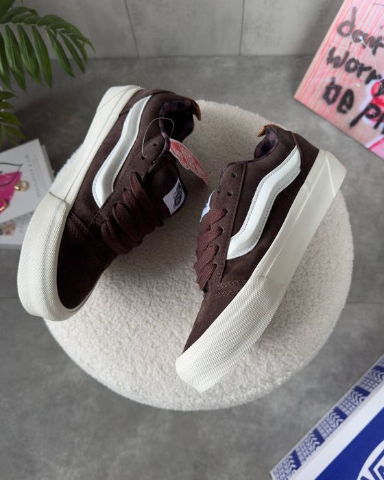 Кросівки Vans KNU Skool Brown/White premium | Кроссовки жіночі чоловічі