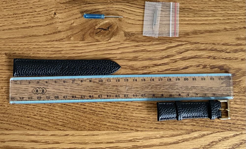 Черный кожаный ремешок для часов 20мм шкіряний ремінець на годинник