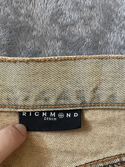 джинсова міні спідниця john richmond denim оригінал | y2k гранж вінтаж з принтом та мереживом