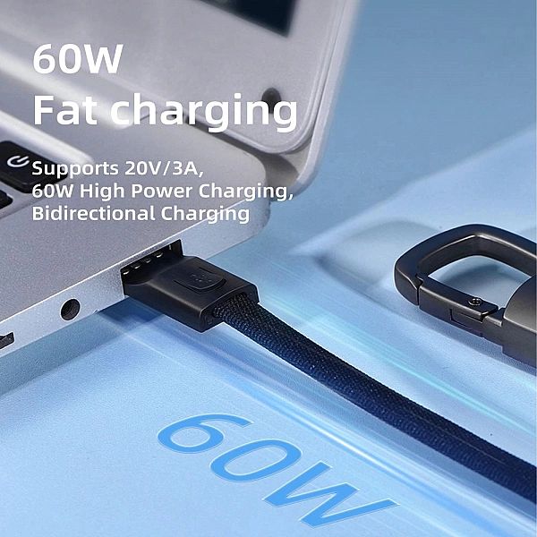 Kabel Tech-Protect Ultraboost DNA z brelokiem USB-C PD 60W / 3A - szar