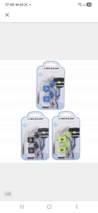 Dunlop Travel KŁÓDKA do bagażu walizki szafki NA KLUCZYK - zestaw 2 sz