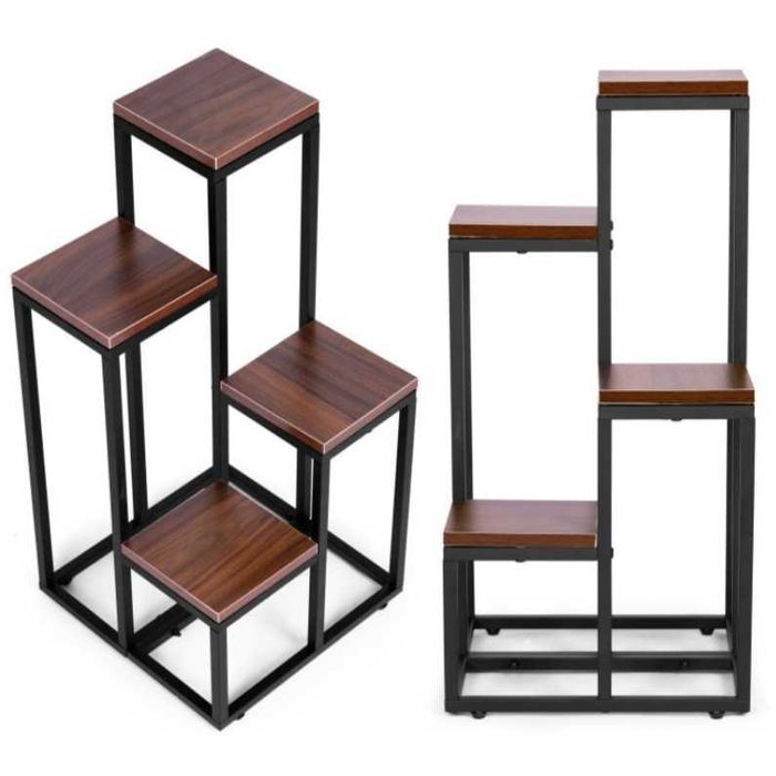 NOWY Kwietnik Regał Na Kwiaty Ozdoby 4 Półki Metal Mdf 2 KOLORY OKAZJA