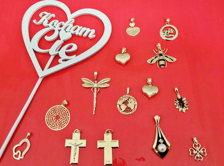 Unikatowe, stylowe, złote zawieszki 585