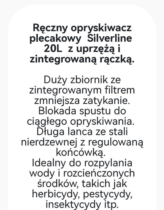 Opryskiwacz plecakwy 20l