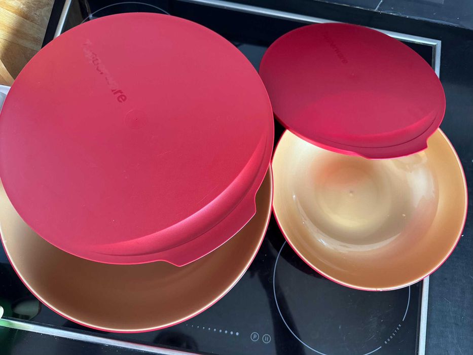 Tupperware Allegra Miski 3,5l i 1,5l czerwono-złota