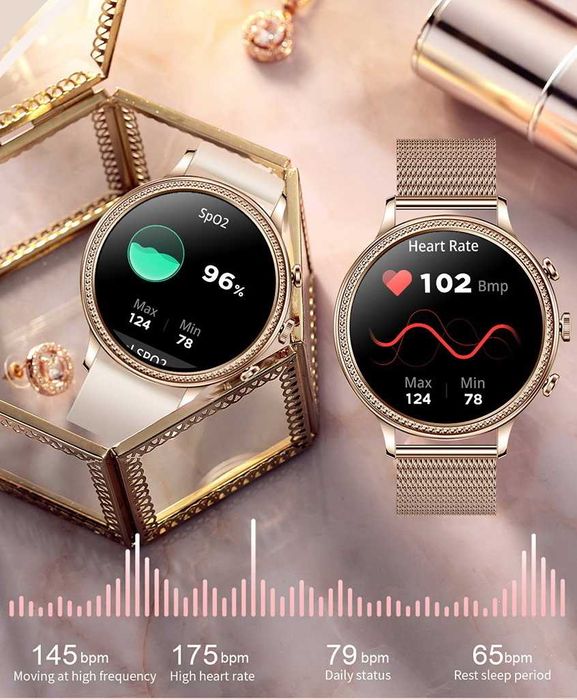 SMARTWATCH ZEGAREK Damski DLA KOBIETY Rozmowy Ciśnienie Polskie Menu