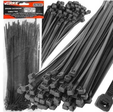 Opaski Zaciskowe Kablowe Trytki 3,6x200mm i 3.6x250 200szt. gąbki