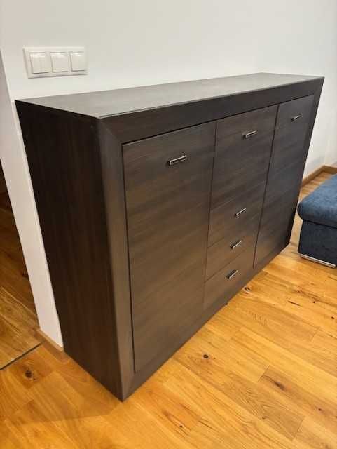 Zestaw komoda, szafka TV, witryna, dąb wenge