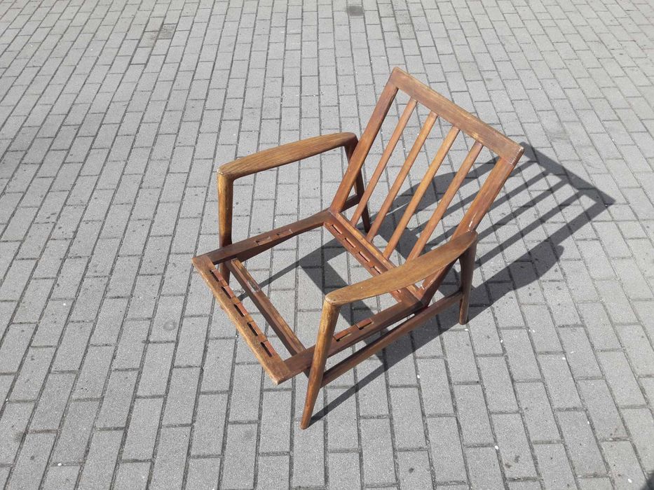 Fotel PRL Stefan jesion / dąb design skandynawski lata 60 70 Vintage