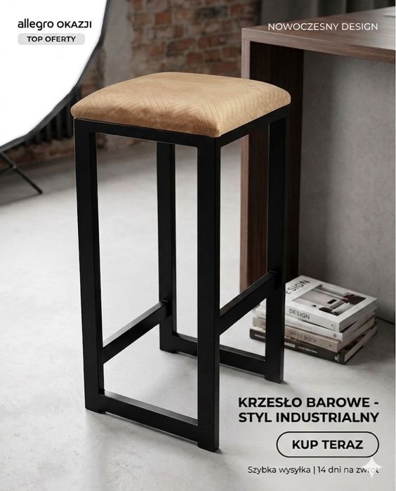 Hoker Taboret  Metalowy Loft duży wybór