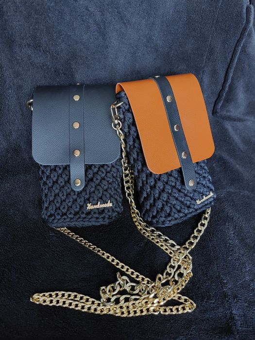 Torebka mała na telefon etui hand made szydelkowa premium