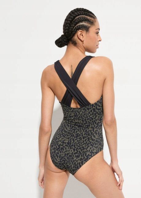 B.P.C modelujący stylowy kostium kąpielowy w cętki r.44