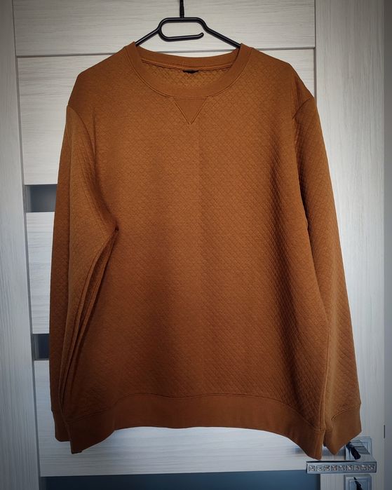 Sweter męski H&M, brązowy, fakturowany splot, rozm. M/L