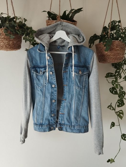 Kurtka jeansowa, katana, szara bluza r. XS/S Divided H&M