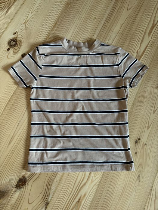 Beżowy tshirt w paski Sinsay M