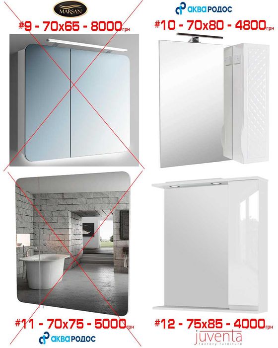 Дзеркальна шафа РОЗПРОДАЖ виставки різні Аква Родос, Марсан, Ювента