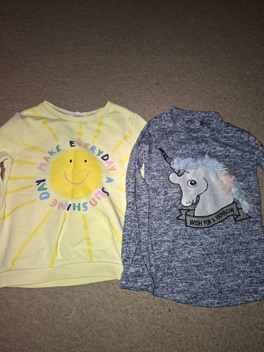 Bluzy dziewczęce z długim rękawem,  rozmiar 116, cena za 2 sztuki