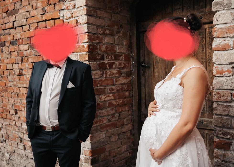 Suknia ślubna ciążowa 164 m/l 6 miesiąc ciąży