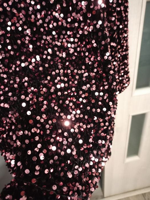 Cekinowa mini sukienka L