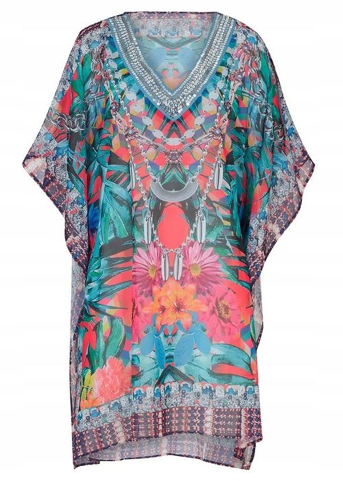 B.P.C ekskluzywna tunika plażowa z nadrukiem i cekinami 40/42.