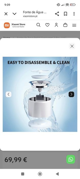 Fonte água bebedouro Xiaomi