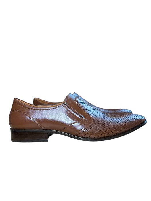 Buty męskie eleganckie skórzane wsuwane brązowe półbuty z gumkami rozmiar 41 HW603KZ BRĄZ