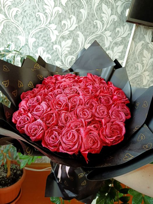 Букети з атласних стрічок