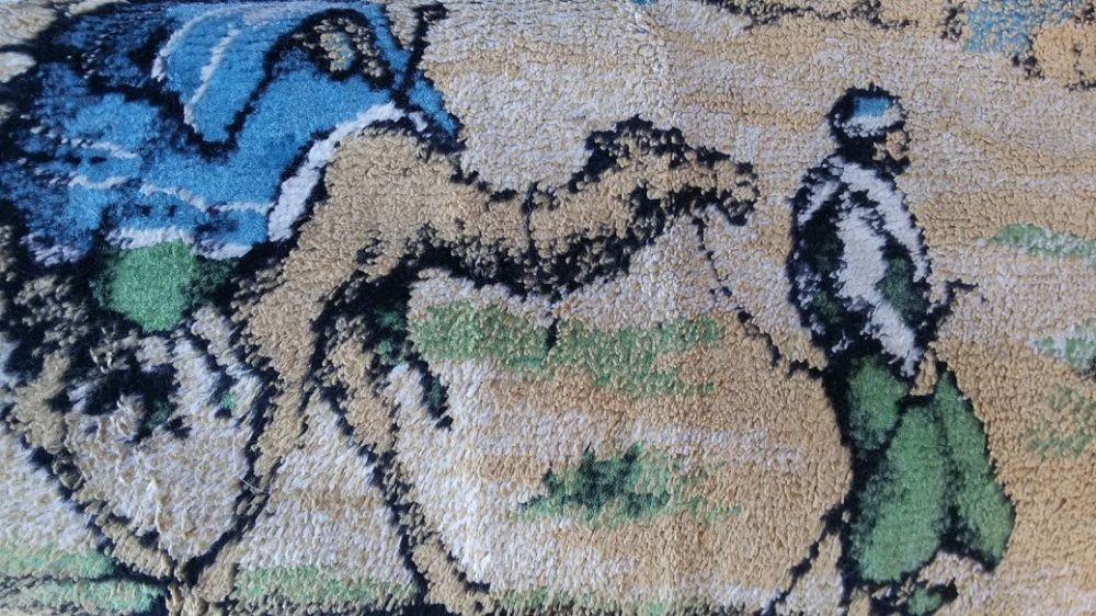 Tapetes Deserto Camelos Vermelho e Azul Efeito acetinado