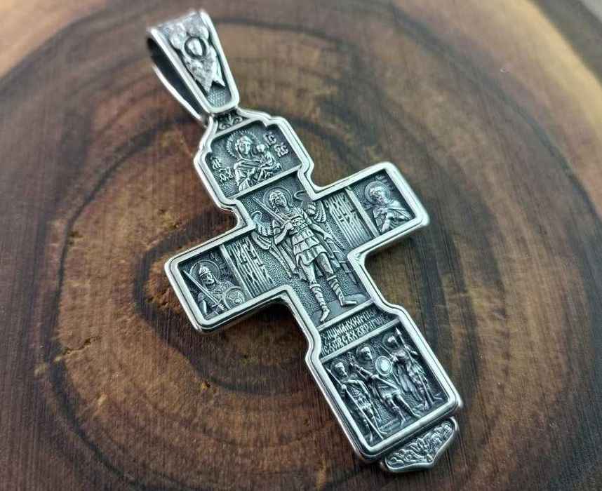 Серебряный крестик, мужской с архангелом Михаилом. Хрест срібний 925