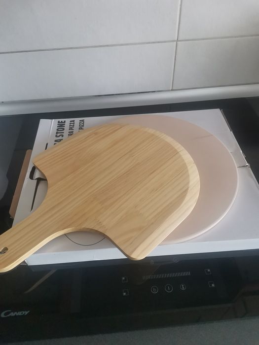 Conjunto pedra para Pizza + Pá de madeira