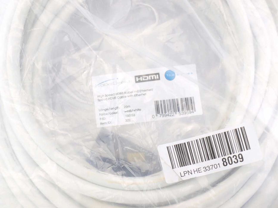 Kabel HDMI 20m High Speed with Ethernet - nowy